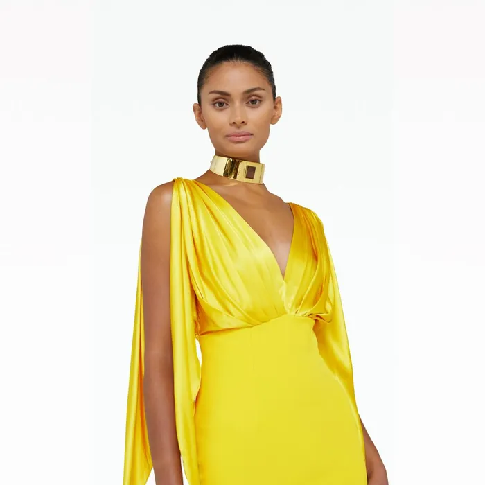 Safiyaa Amina Canary Long Dress Women Dresses