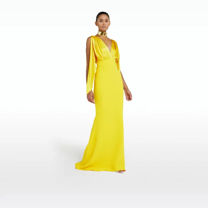 Safiyaa Amina Canary Long Dress Women Dresses