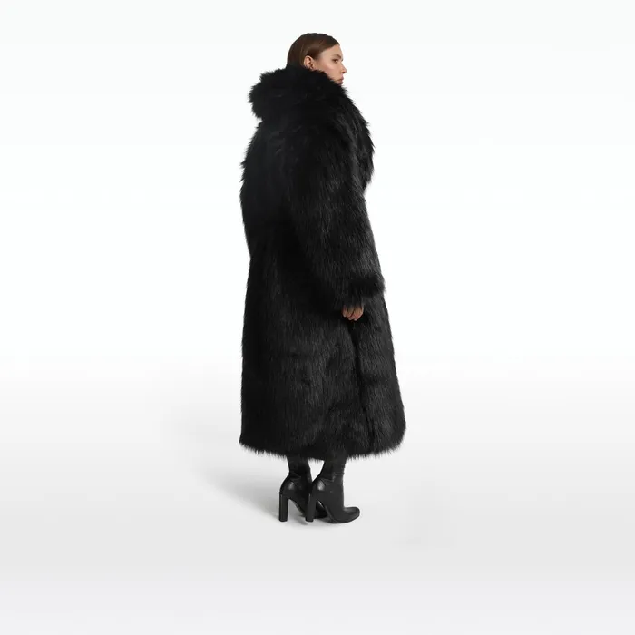 Safiyaa Anital Black Faux Fur Coat Women Jackets Coats