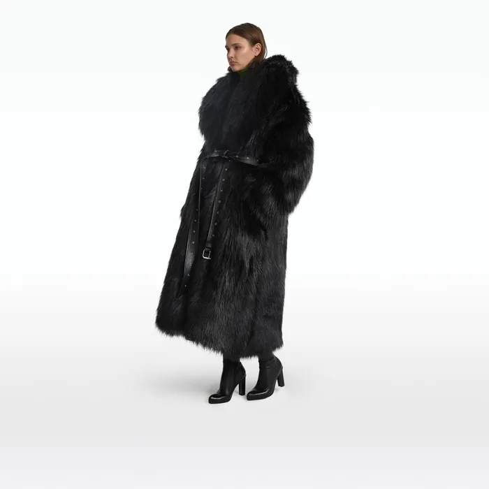 Safiyaa Anital Black Faux Fur Coat Women Jackets Coats