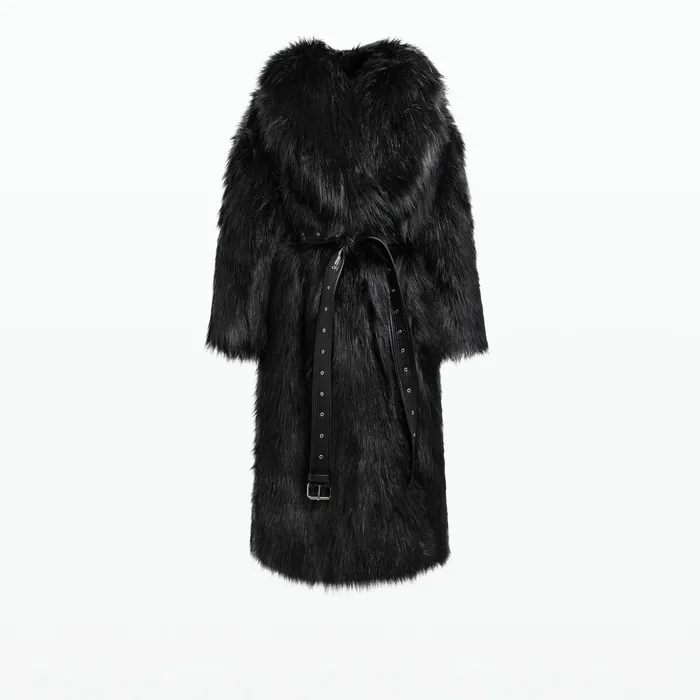 Safiyaa Anital Black Faux Fur Coat Women Jackets Coats
