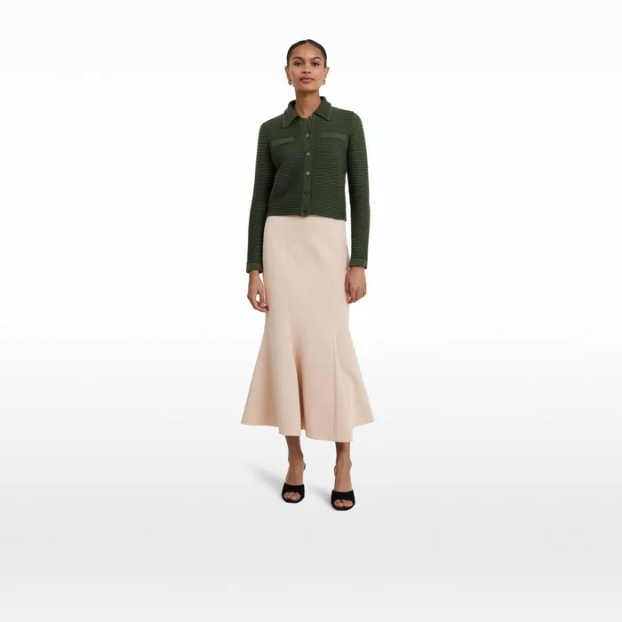Safiyaa Artemis Olive Crochet Jacket Women Knitwear