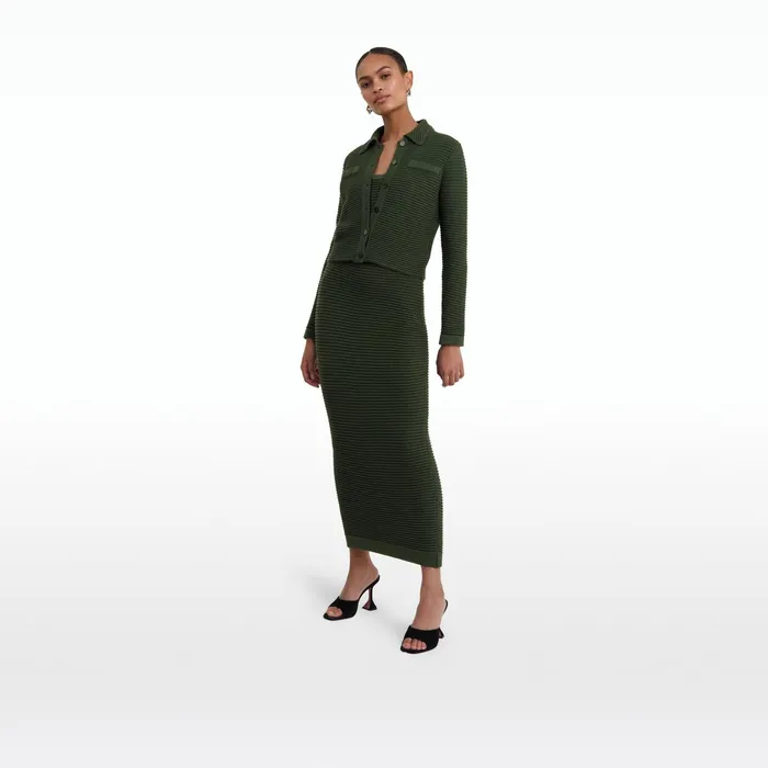 Safiyaa Artemis Olive Crochet Jacket Women Knitwear