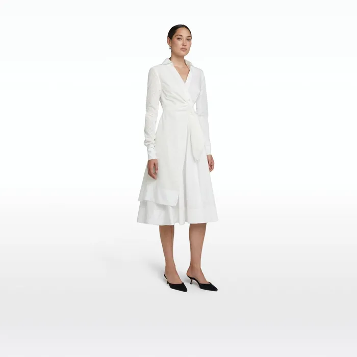 Safiyaa Asteria Ivory Cotton Midi Dress Women Dresses