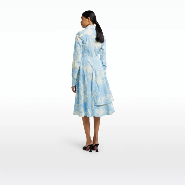 Safiyaa Asteria Pale Blue and White Midi Dress Women Dresses