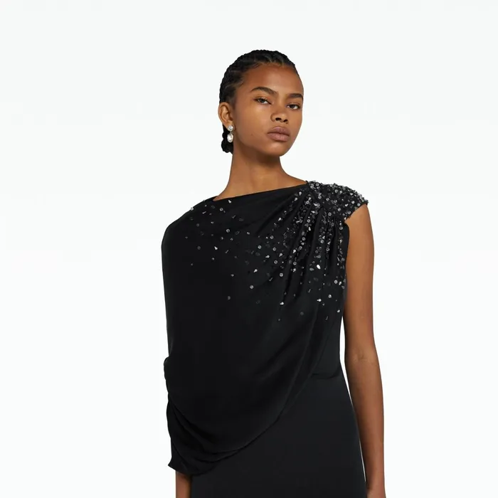 Safiyaa Aylin Black Long Dress Women Dresses