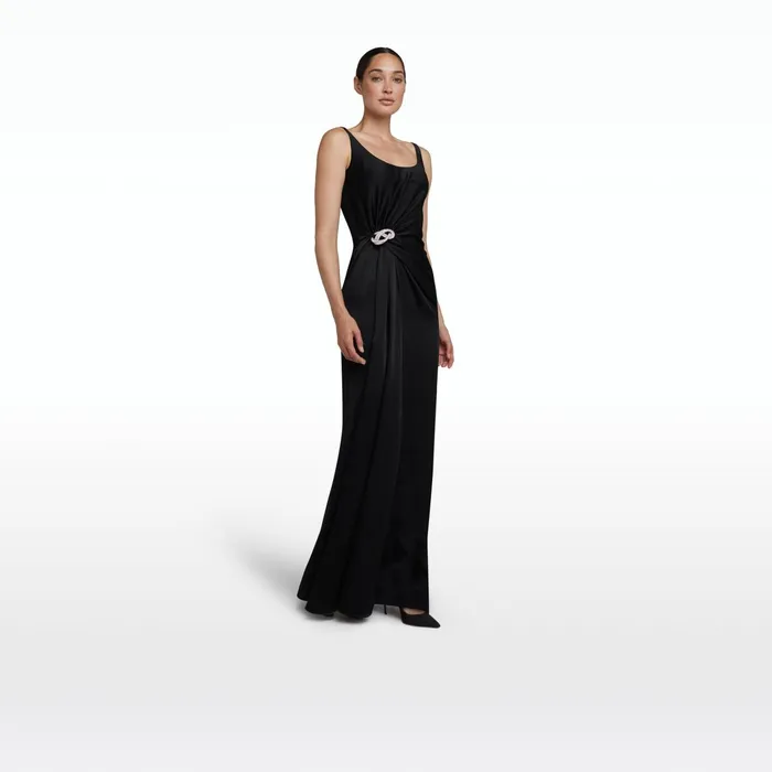 Safiyaa Bendetta Black Long Dress Women Dresses