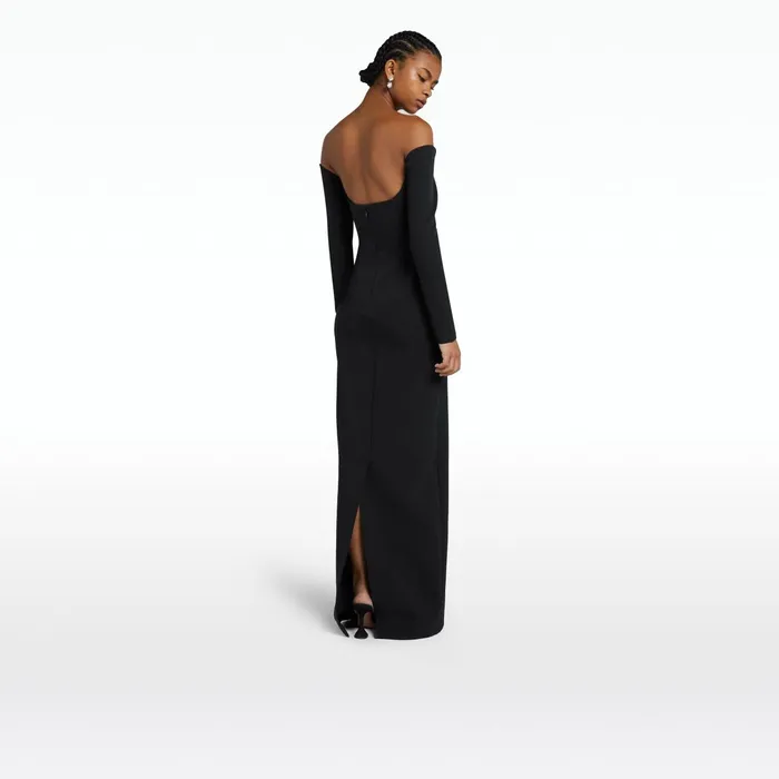 Safiyaa Bessy Black Long Dress Women Dresses
