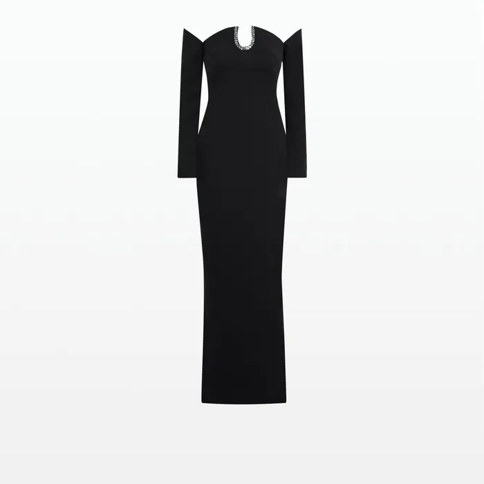 Safiyaa Bessy Black Long Dress Women Dresses