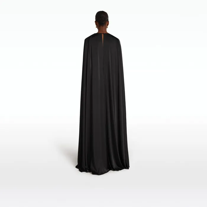 Safiyaa Bianca Black Long Dress Women Capes Harnesses