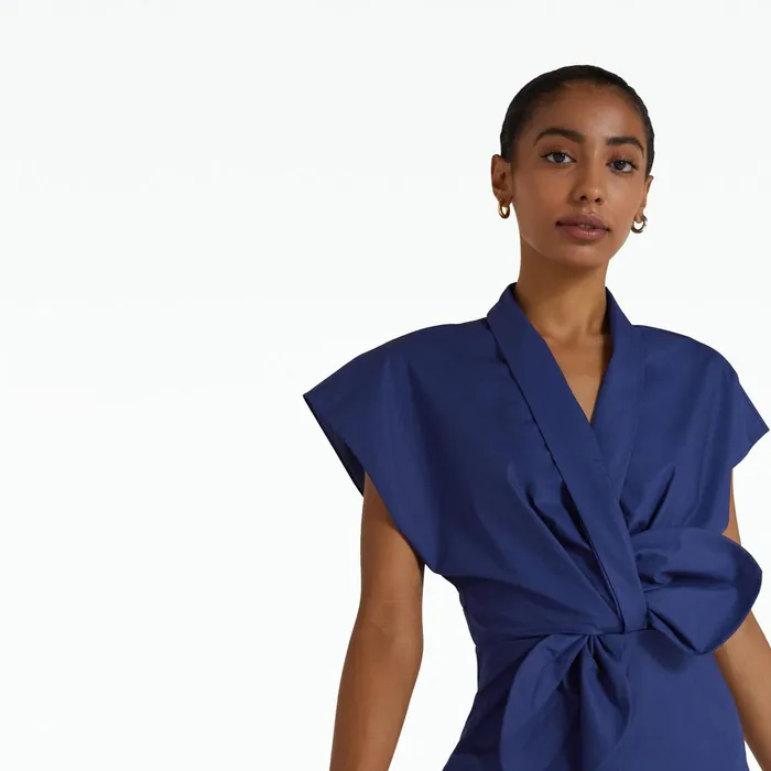 Safiyaa Calianne Marine Blue Midi Dress Women Dresses