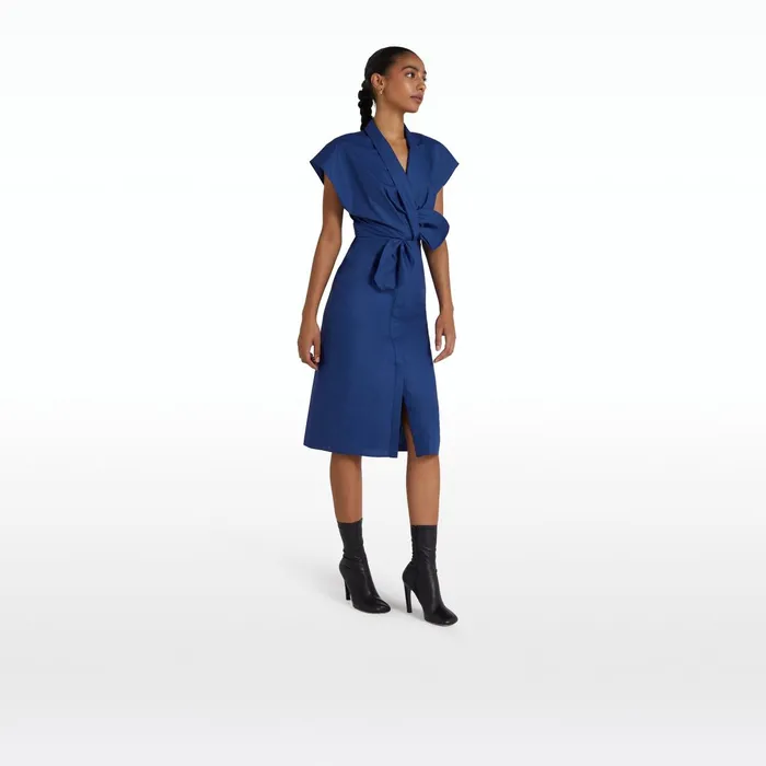 Safiyaa Calianne Marine Blue Midi Dress Women Dresses