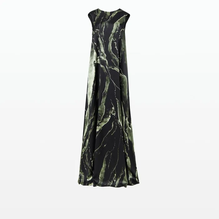 Safiyaa Carrara Black Marble Print Long Dress Women Dresses