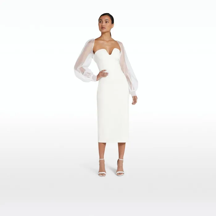 Safiyaa Catalina Ivory Midi Dress Women Dresses