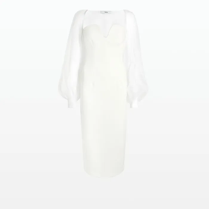 Safiyaa Catalina Ivory Midi Dress Women Dresses