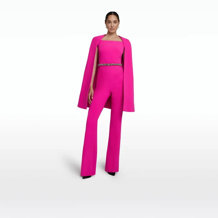 Safiyaa Cinzia Wild Strawberry Jumpsuit With Embroidered Belt Women Jumpsuits