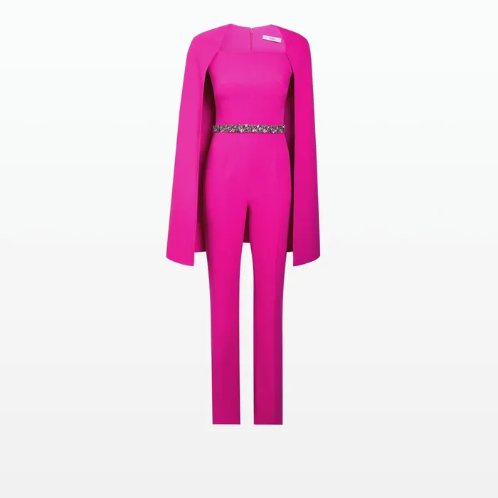Safiyaa Cinzia Wild Strawberry Jumpsuit With Embroidered Belt Women Jumpsuits