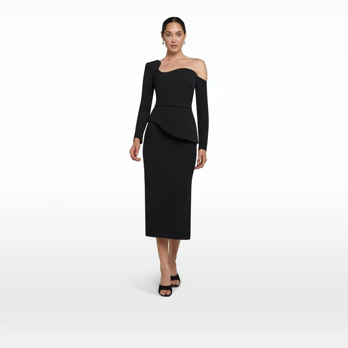Safiyaa Constanza Black Midi Dress Women Dresses