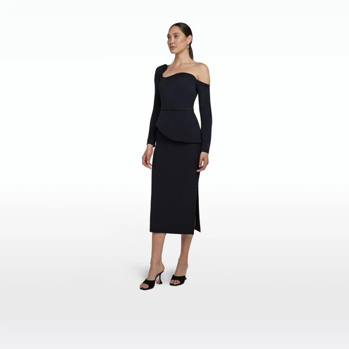 Safiyaa Constanza Black Midi Dress Women Dresses