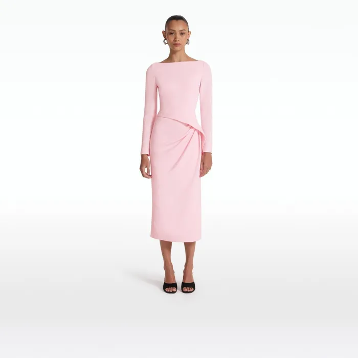 Safiyaa Craina Peony Blush Midi Dress Women Dresses