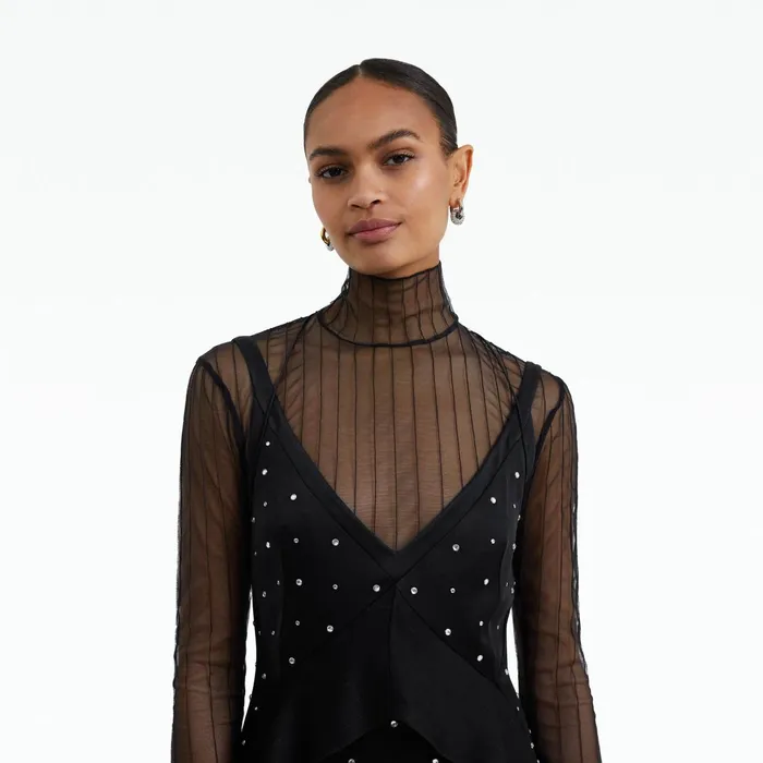 Safiyaa Damsel Black Long Dress Women Dresses