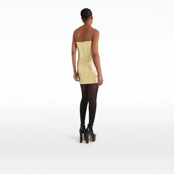 Safiyaa Daxton Gold Short Dress Women Dresses