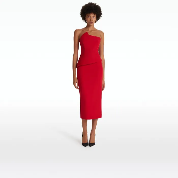 Safiyaa Delani Crimson Midi Dress Women Dresses