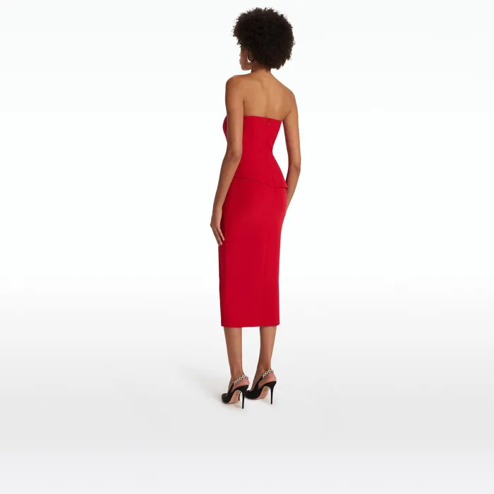 Safiyaa Delani Crimson Midi Dress Women Dresses