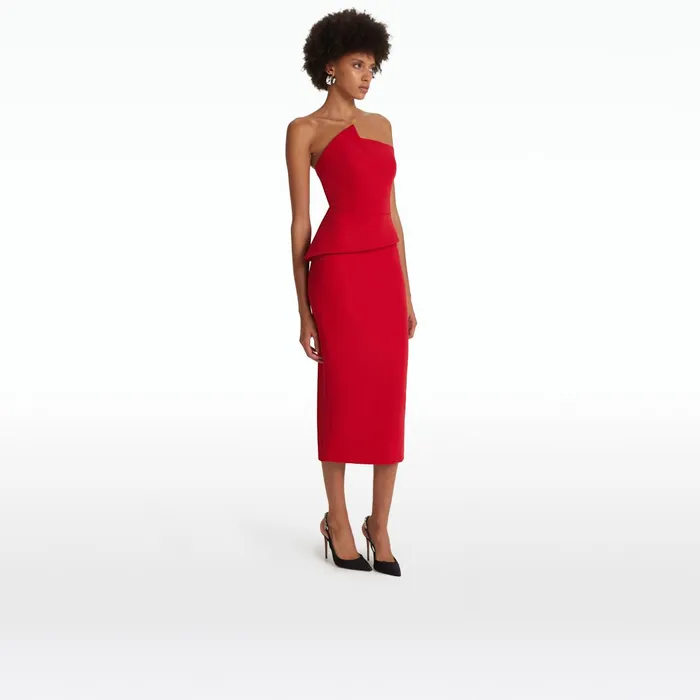 Safiyaa Delani Crimson Midi Dress Women Dresses