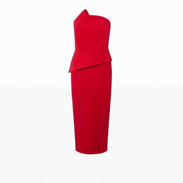 Safiyaa Delani Crimson Midi Dress Women Dresses