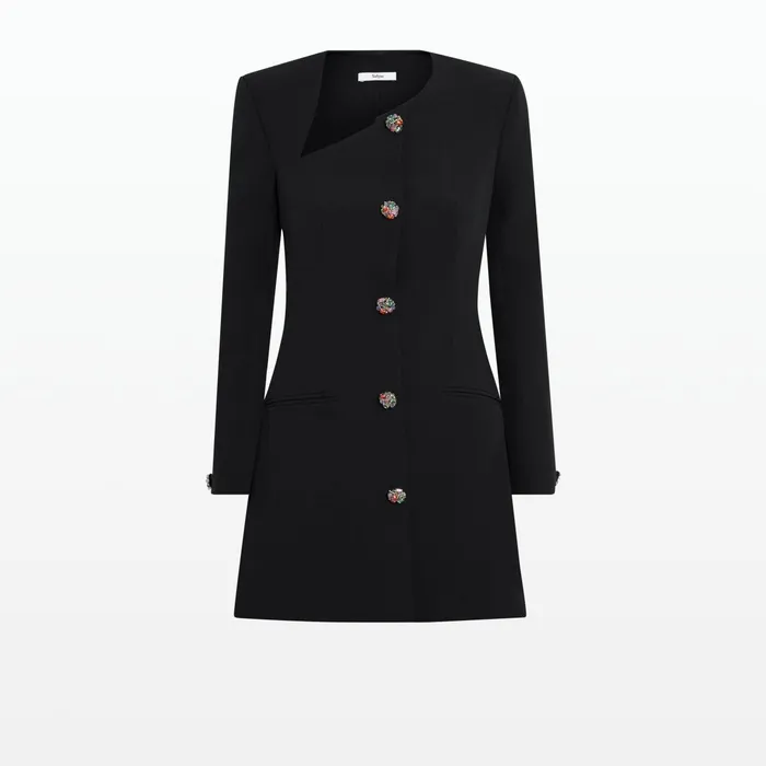 Safiyaa Destry Black Short Dress Women Dresses