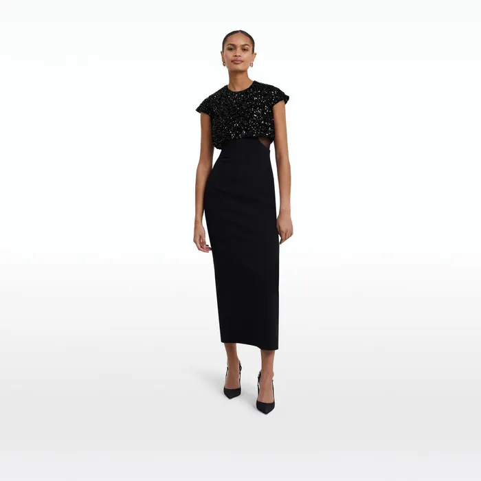 Safiyaa Dominica Black Midi Dress Women Dresses