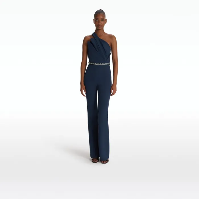 Safiyaa Dreida Moonlit Ocean Jumpsuit With Embroidered Belt Women Jumpsuits