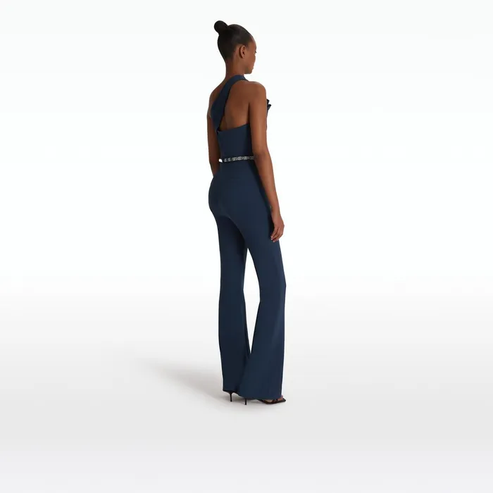 Safiyaa Dreida Moonlit Ocean Jumpsuit With Embroidered Belt Women Jumpsuits