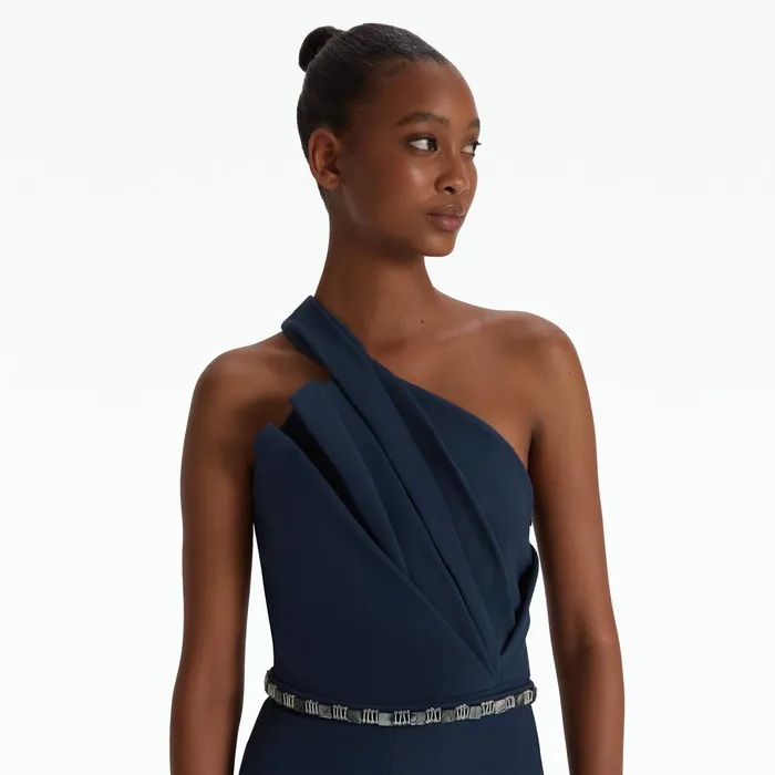 Safiyaa Dreida Moonlit Ocean Jumpsuit With Embroidered Belt Women Jumpsuits