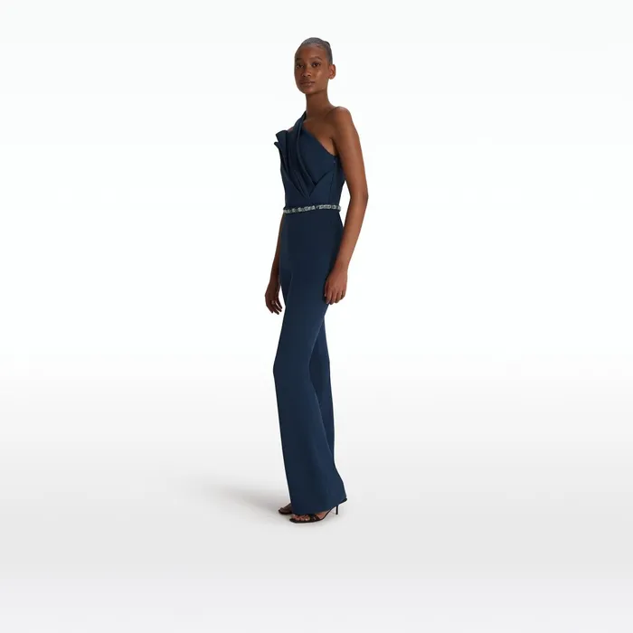 Safiyaa Dreida Moonlit Ocean Jumpsuit With Embroidered Belt Women Jumpsuits