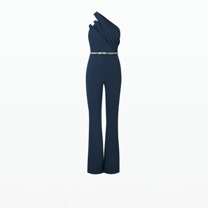 Safiyaa Dreida Moonlit Ocean Jumpsuit With Embroidered Belt Women Jumpsuits