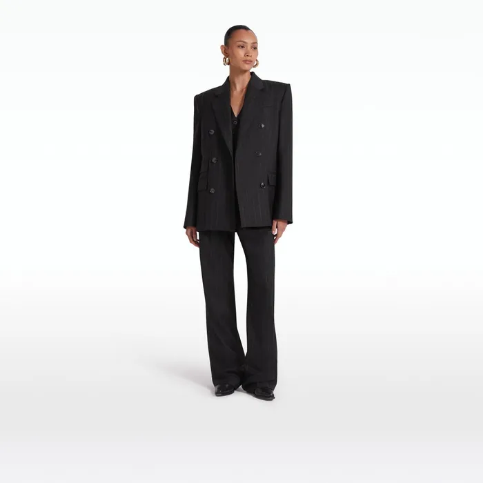 Safiyaa Ellan Black Pinstripe Jacket Women Jackets Coats