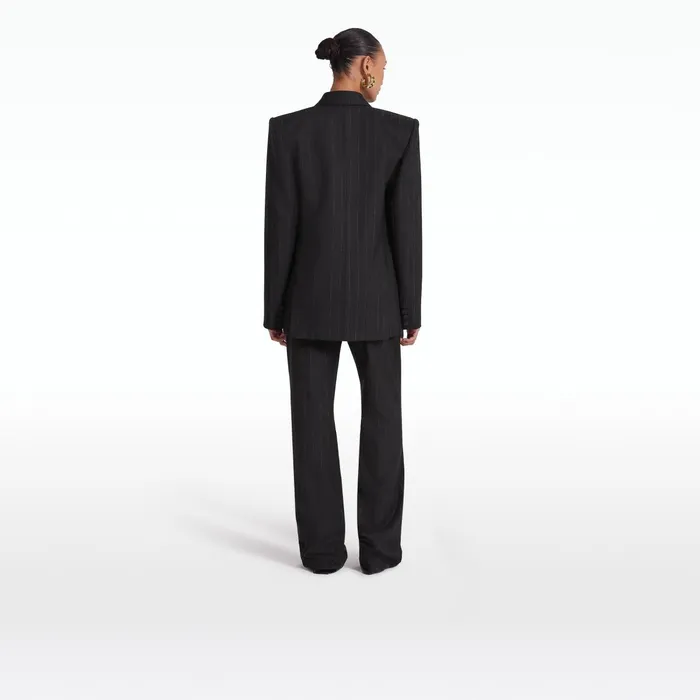 Safiyaa Ellan Black Pinstripe Jacket Women Jackets Coats