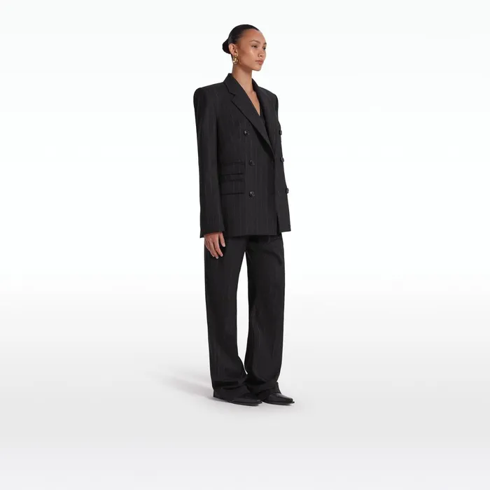 Safiyaa Ellan Black Pinstripe Jacket Women Jackets Coats