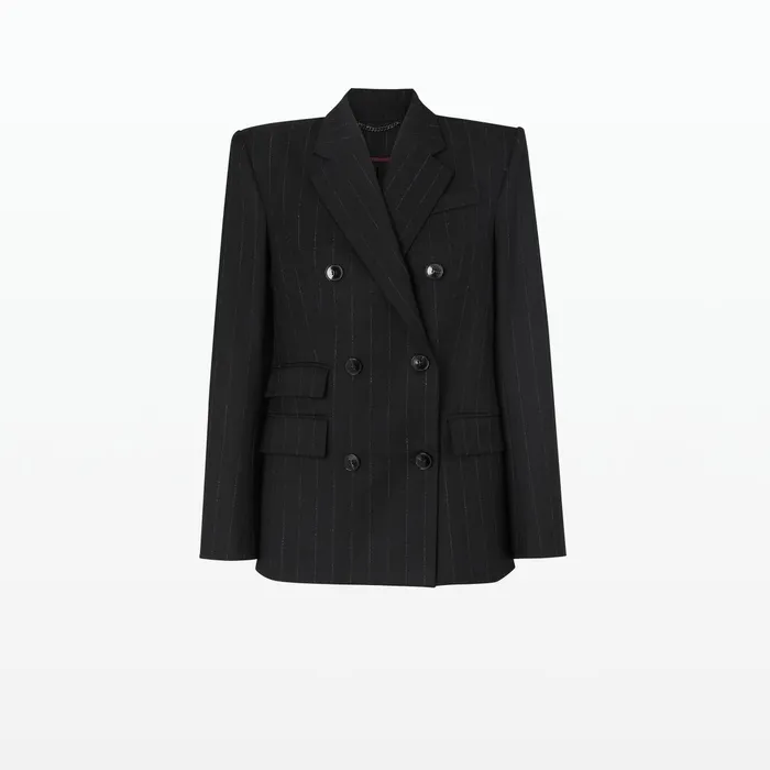 Safiyaa Ellan Black Pinstripe Jacket Women Jackets Coats