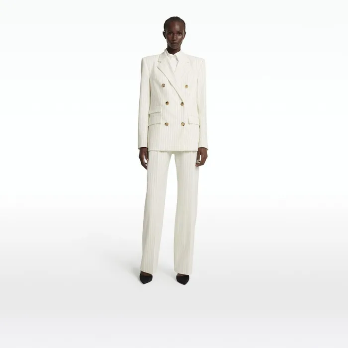 Safiyaa Ellan Ivory Pinstripe Jacket Women Jackets Coats