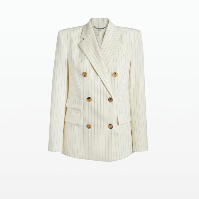 Safiyaa Ellan Ivory Pinstripe Jacket Women Jackets Coats