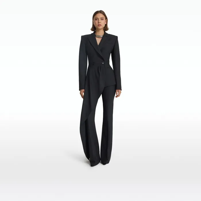 Safiyaa Elorena Charcoal Wool Jacket Women Jackets Coats