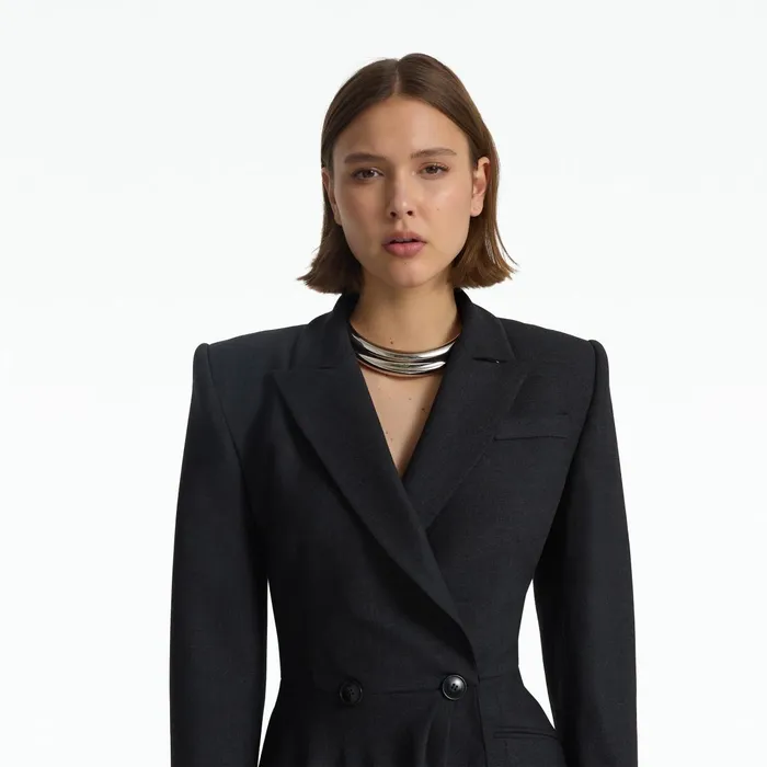 Safiyaa Elorena Charcoal Wool Jacket Women Jackets Coats