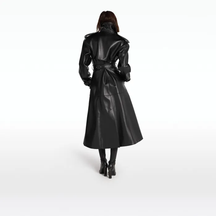 Safiyaa Emy Black Vegan Leather Coat Women Jackets Coats