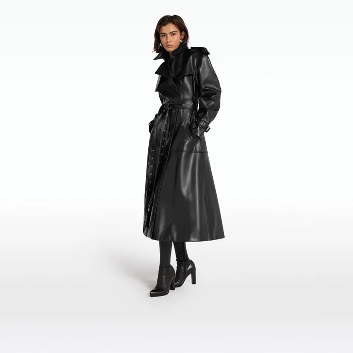 Safiyaa Emy Black Vegan Leather Coat Women Jackets Coats