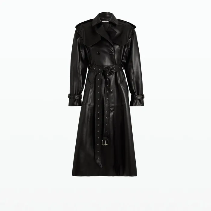 Safiyaa Emy Black Vegan Leather Coat Women Jackets Coats