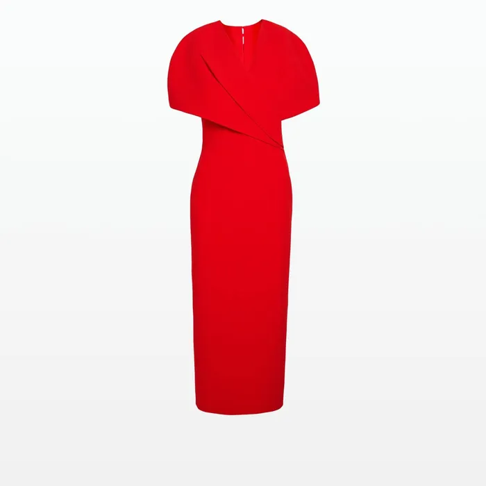 Safiyaa Flora Cherry Red Midi Dress Women Dresses