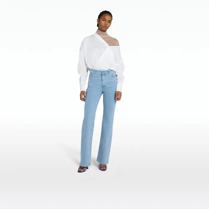 Safiyaa Flora Light Blue Denim Trousers Women Trousers